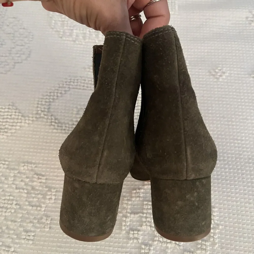 Madewell Olive Green genuine Suede ankle Booties Size 7 festival, music festival - Picture 7 of 11